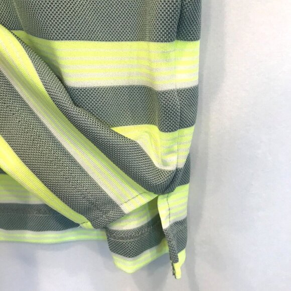 Nike Dri-Fit  Men's 3-Button Striped Golf Polo Shirt Size XXL in Gray and Neon - Picture 5 of 15